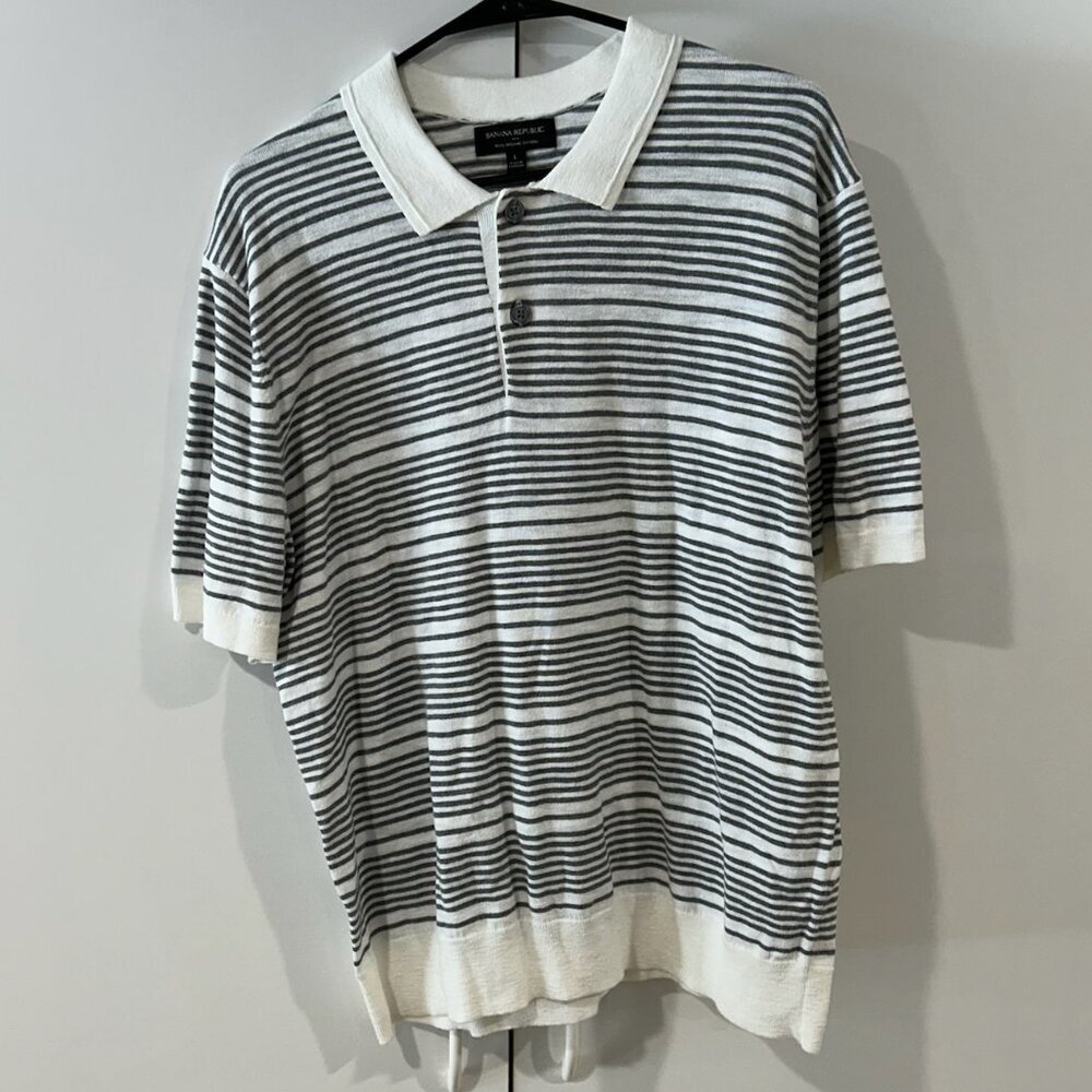 Banana Republic Men's Textured Striped Sweater Polo